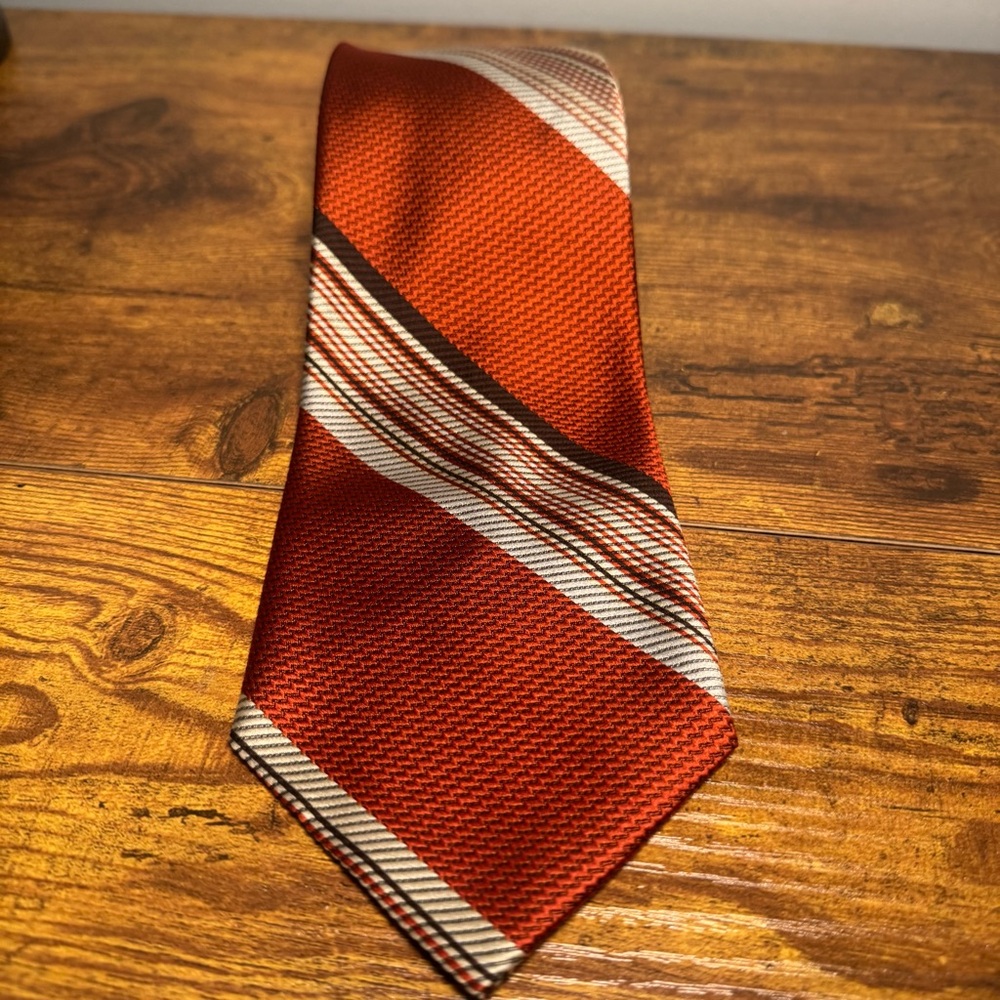 Aristo-Craft Vintage Wide Blade Tie Burnt Orange‎ Stripe Retro 70s Mens Necktie